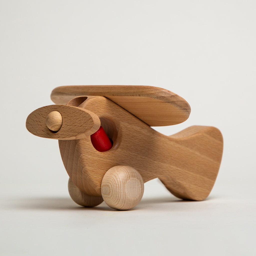 Plane with 1 Man Natural - Ostheimer Wooden Toys - The Acorn Store - Décor