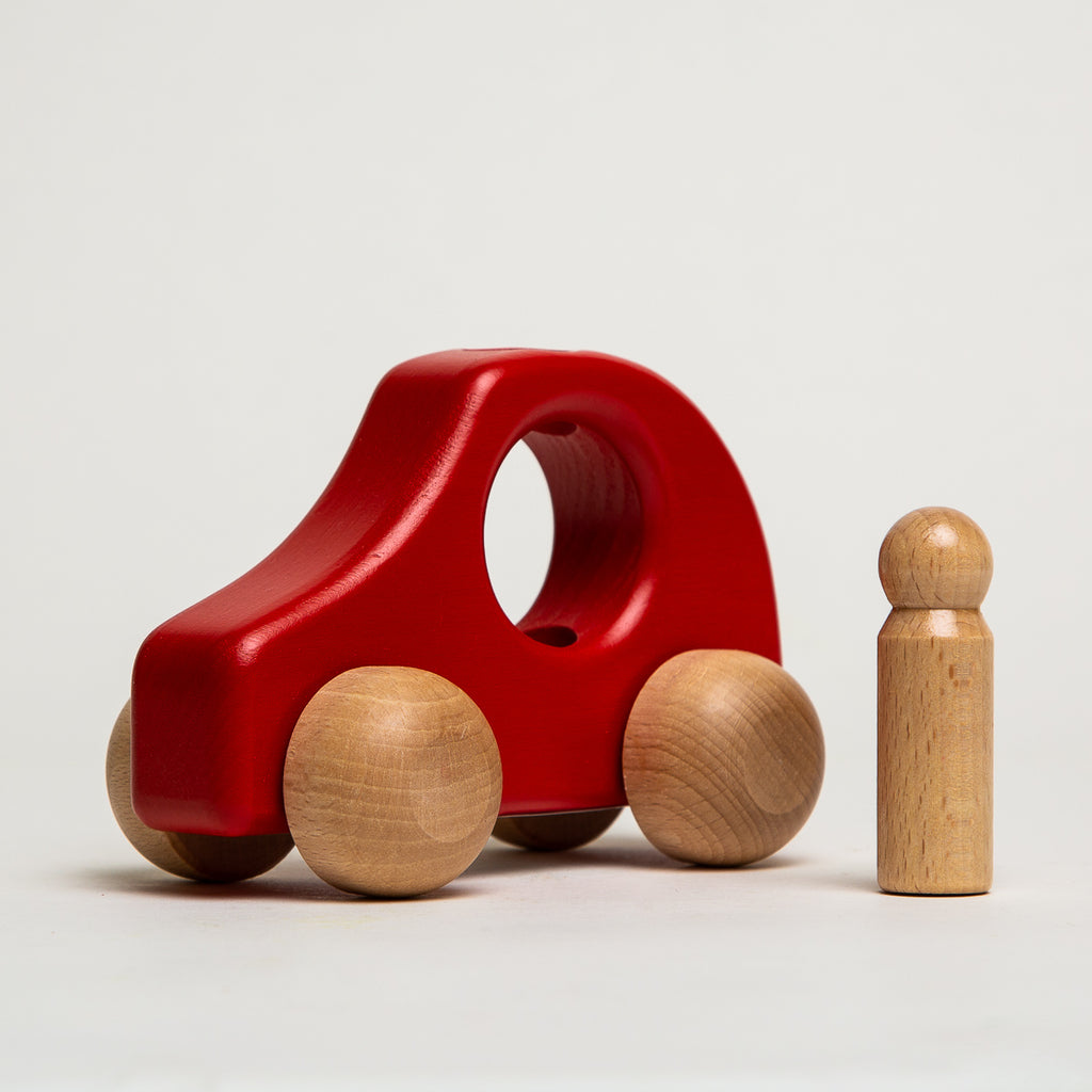 Car Red with 1 Man - Ostheimer Wooden Toys - The Acorn Store - Décor