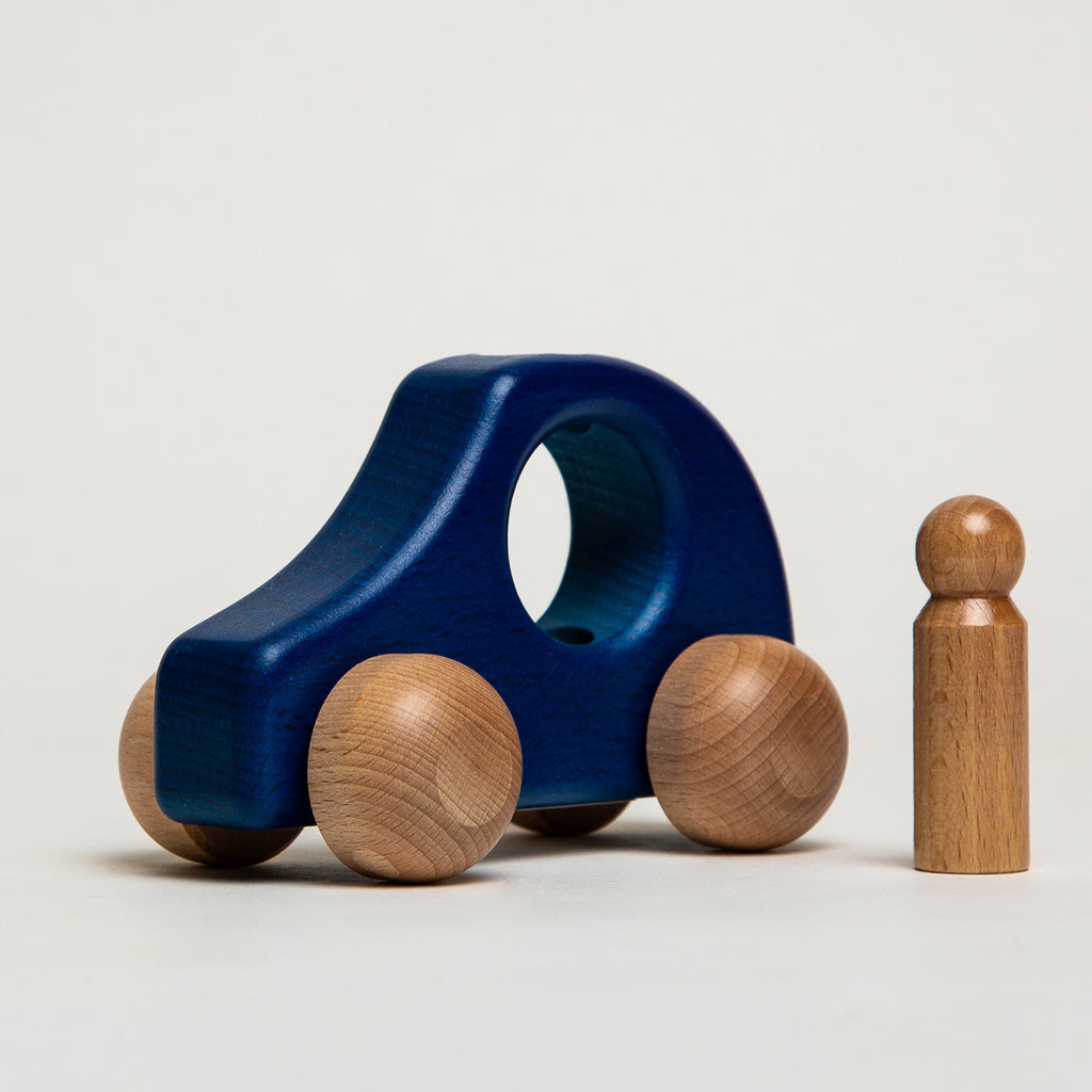 Car Blue with 1 Man - Ostheimer Wooden Toys - The Acorn Store - Décor