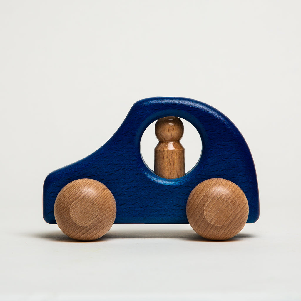 Car Blue with 1 Man - Ostheimer Wooden Toys - The Acorn Store - Décor