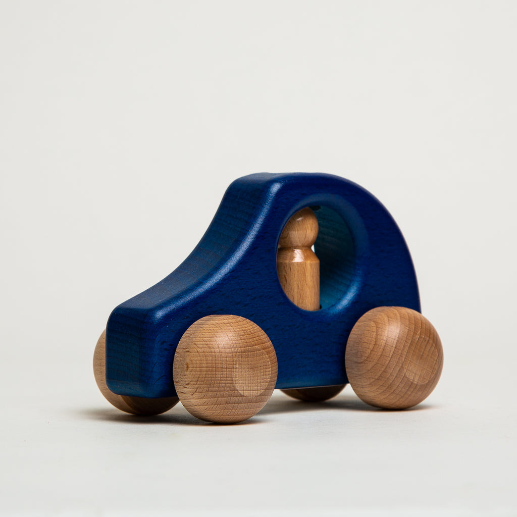 Car Blue with 1 Man - Ostheimer Wooden Toys - The Acorn Store - Décor