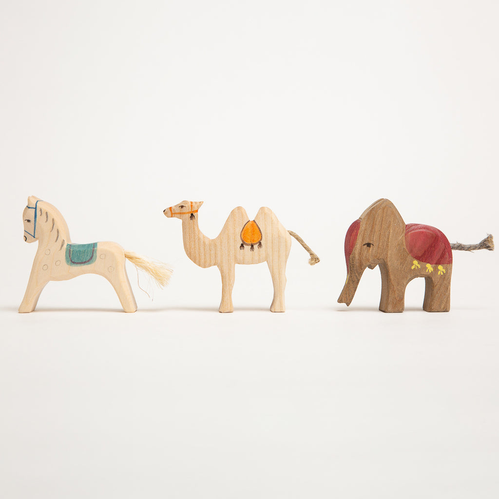 Kings' Animals Mini (set of 3 figures in a wood box) - Ostheimer Wooden Toys - The Acorn Store - Décor